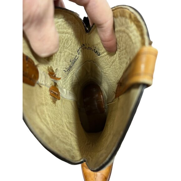 Vintage 1970s Dingo Leather Cowboy Western Boots Tan Embroidered Mens 10 E Wide - Picture 13 of 14